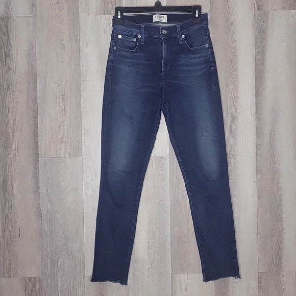 Agolde Womens 25 Sophie Skinny‎ High Rise Jeans Blue Denim Cropped Raw Hem - Picture 1 of 10